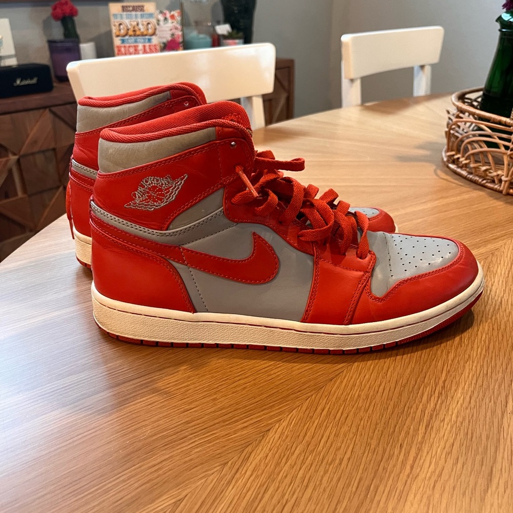 Vintage Nike, Air Jordan 1 Retro High: Orange and Gray High-Top Sneakers
